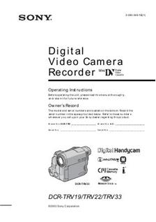 Sony DCR TRV 19 manual. Camera Instructions.